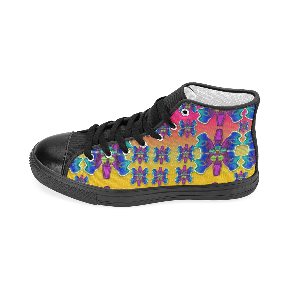 Power Flower Butterflys into paradise Women's Classic High Top Canvas Shoes (Model 017)