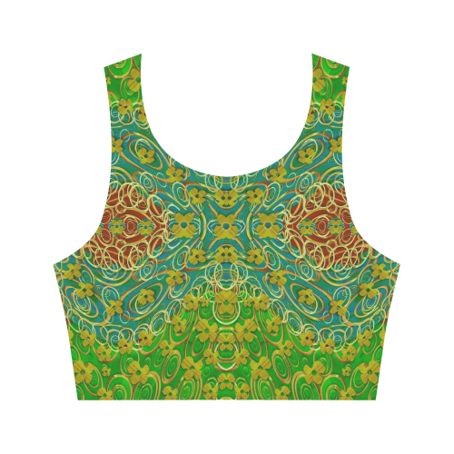 flowers in the calmness and  starry night Women's Crop Top (Model T42)