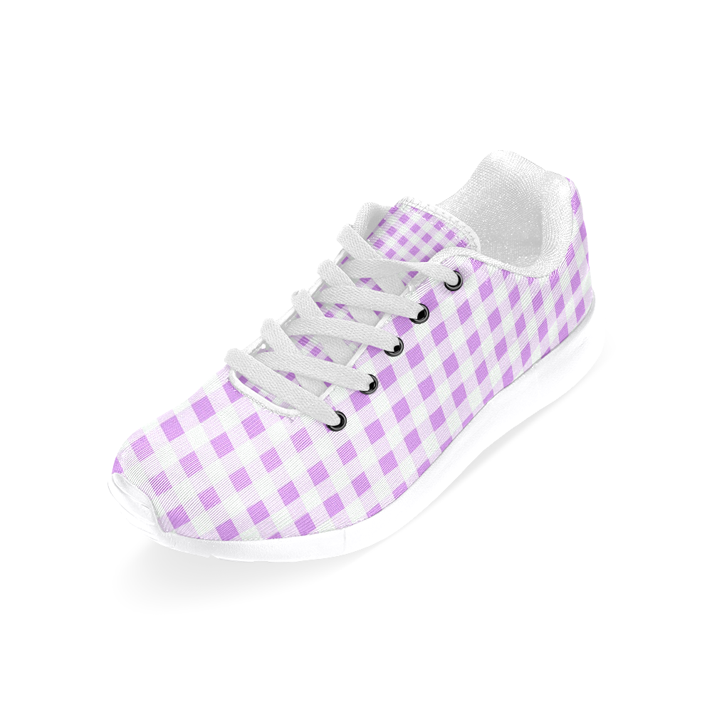 Lavender Gingham Women’s Running Shoes (Model 020)