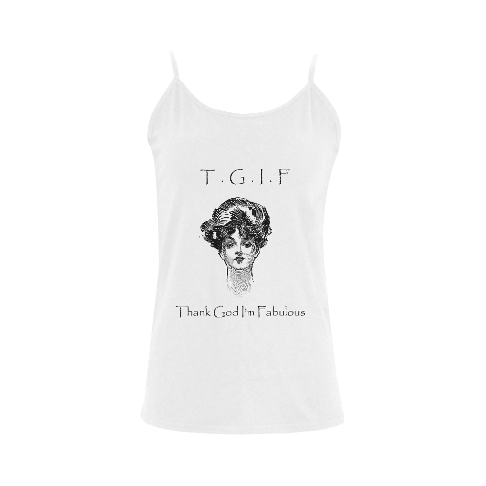 Vintage Sassy Attitude TGIF Thank God I'm Fabulous Women's Spaghetti Top (USA Size) (Model T34)