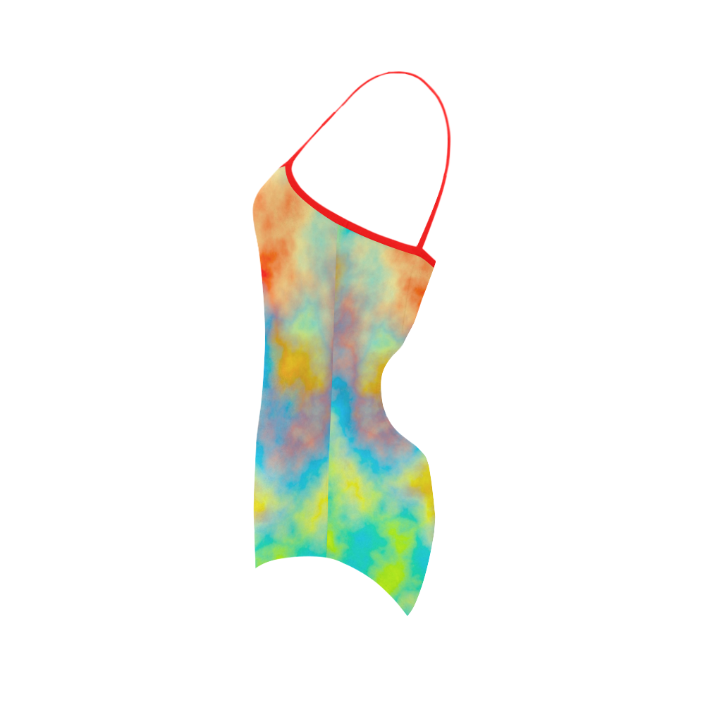 colorful abstract Strap Swimsuit ( Model S05)