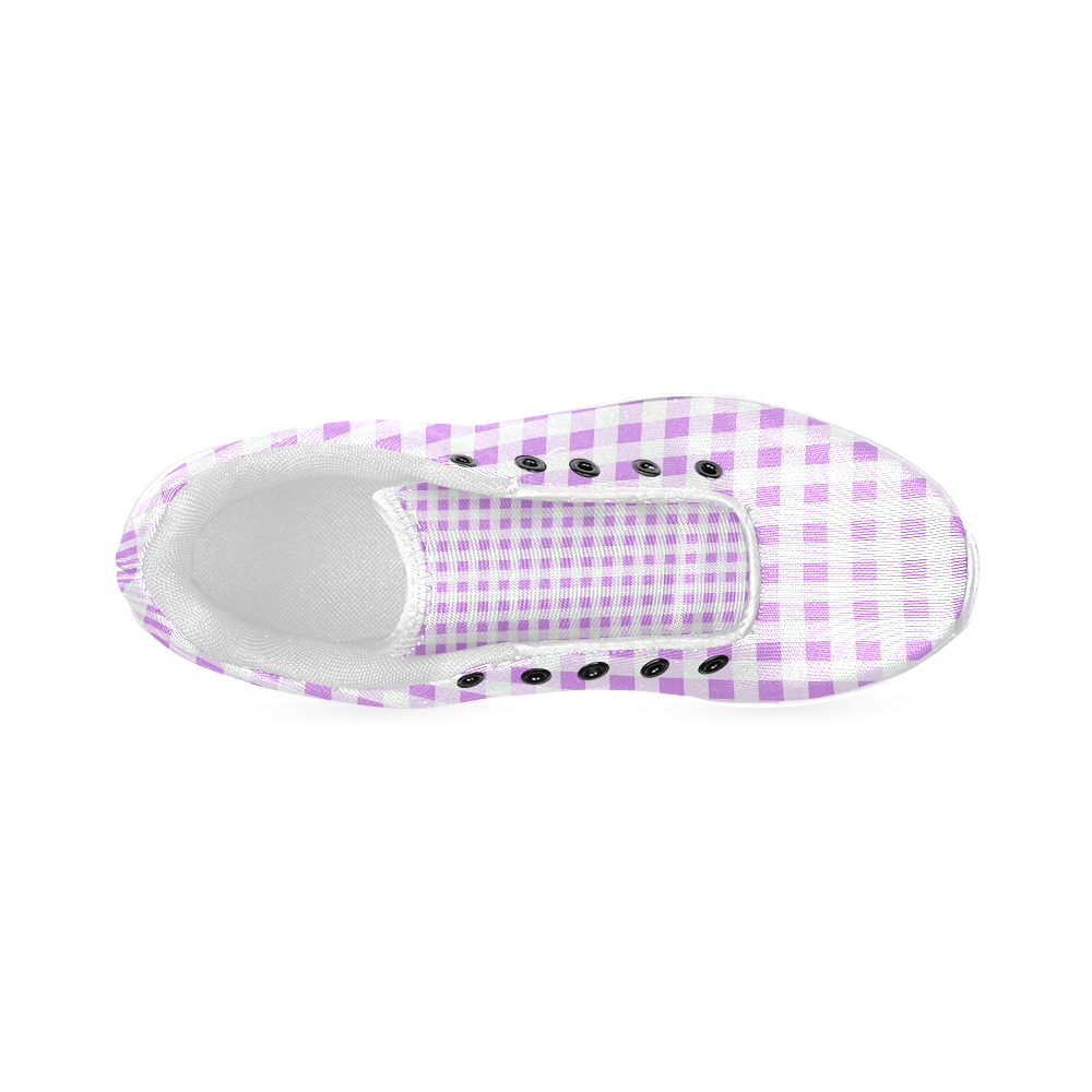 Lavender Gingham Women’s Running Shoes (Model 020)