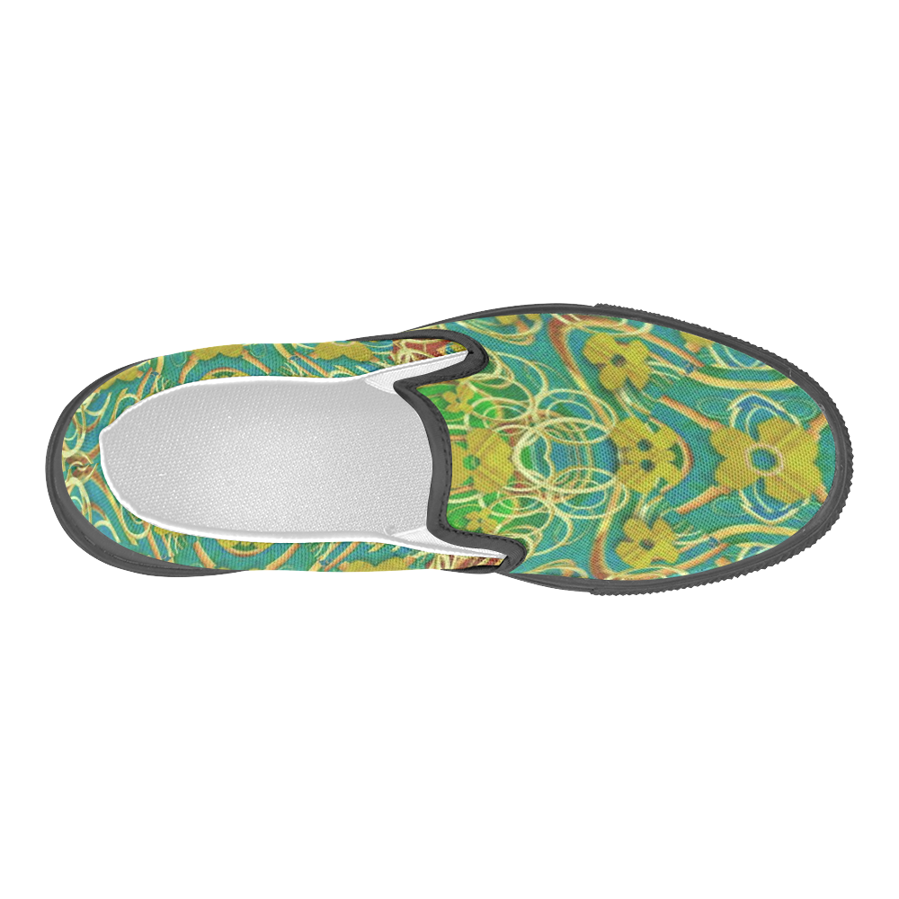 flowers in the calmness and  starry night Men's Slip-on Canvas Shoes (Model 019)