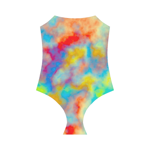 colorful abstract Strap Swimsuit ( Model S05)