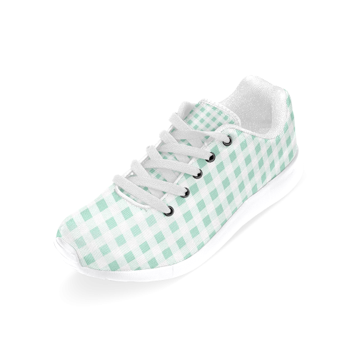 Mint Green Gingham Women’s Running Shoes (Model 020)