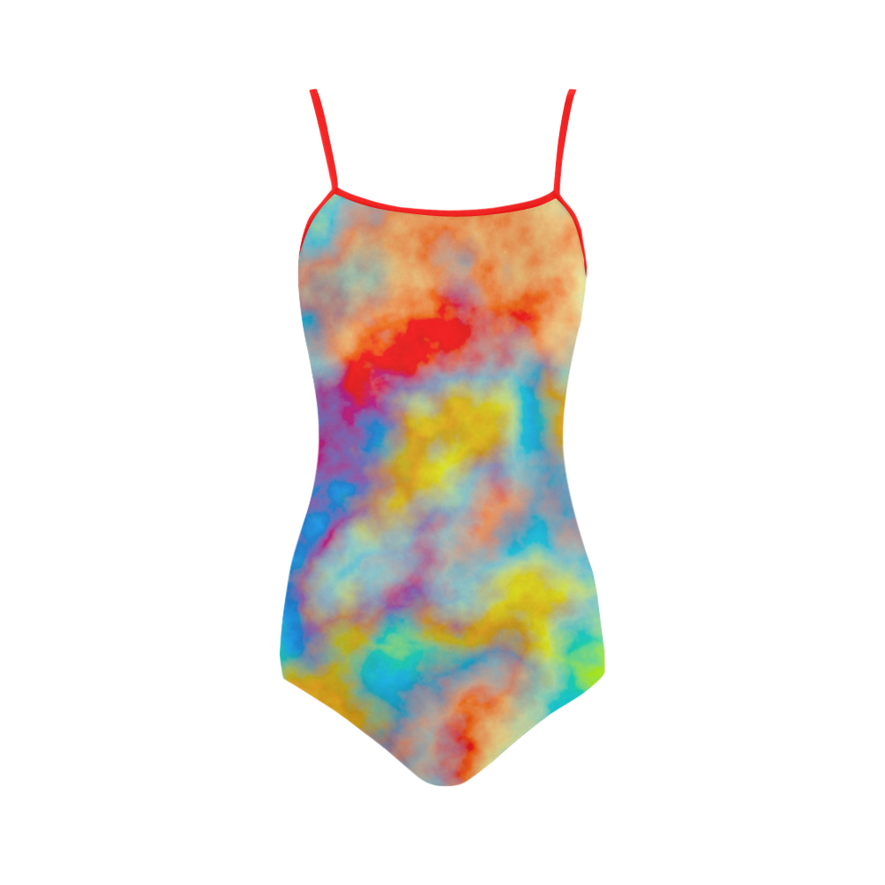colorful abstract Strap Swimsuit ( Model S05)