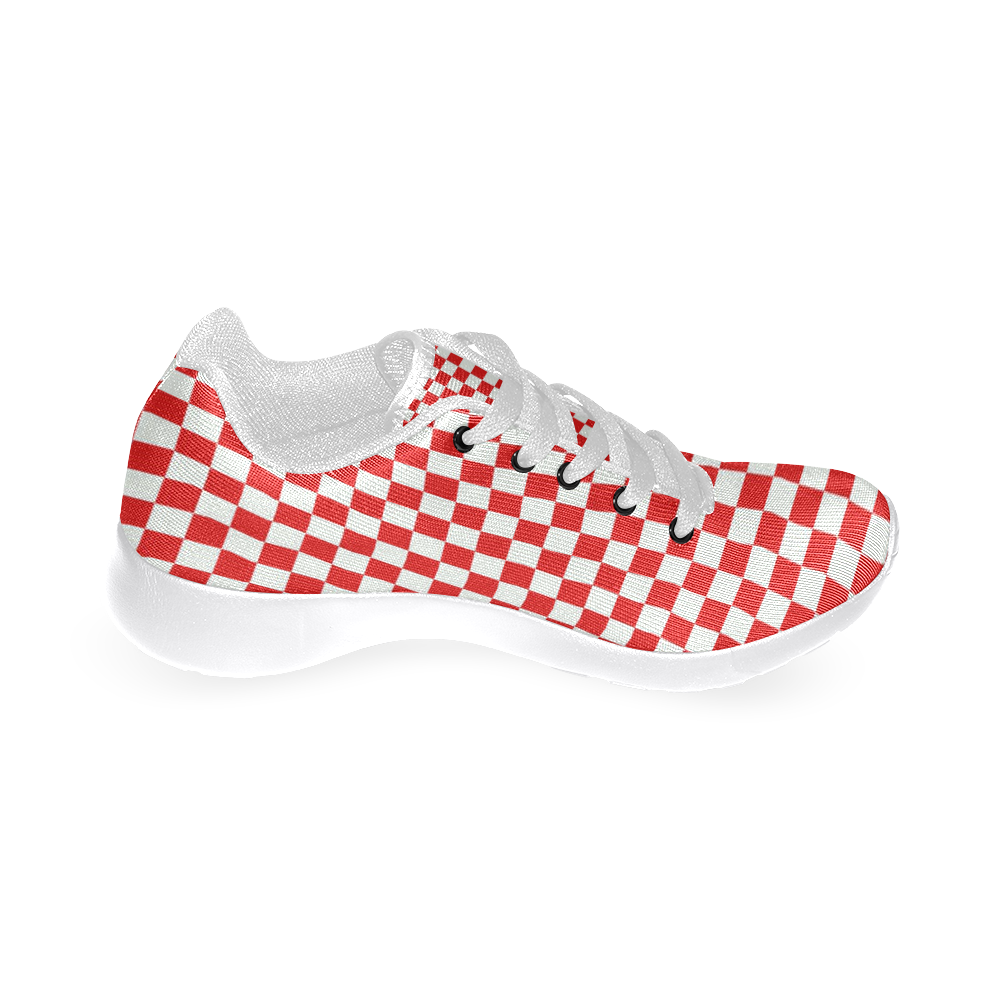Bright Red Gingham Women’s Running Shoes (Model 020)