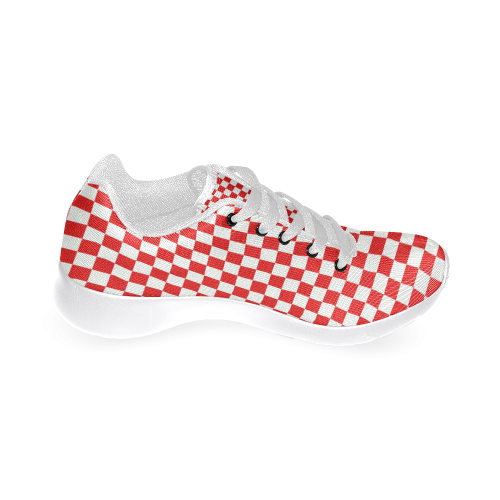 Bright Red Gingham Women’s Running Shoes (Model 020)