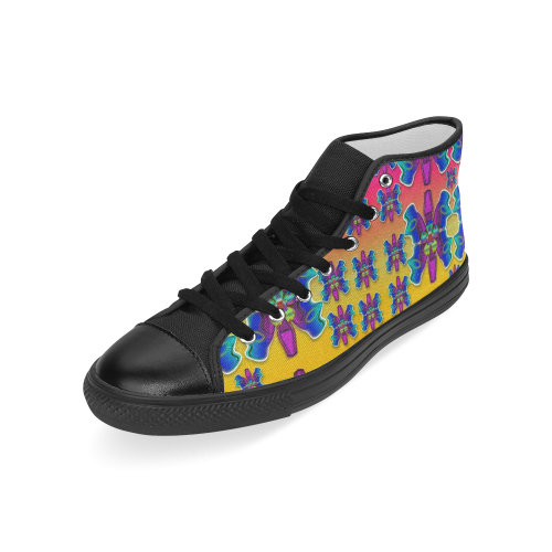 Power Flower Butterflys into paradise Men’s Classic High Top Canvas Shoes (Model 017)