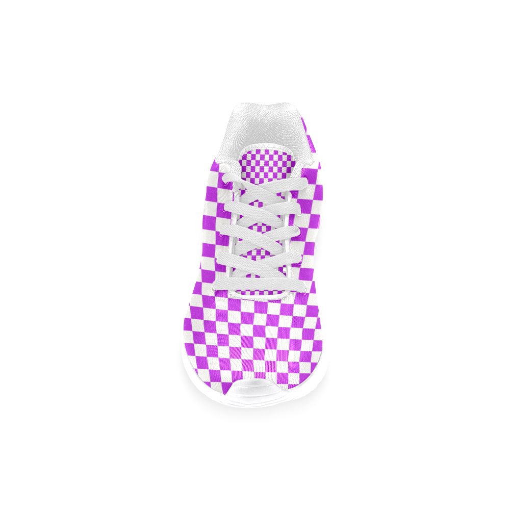 Bright Purple Gingham Women’s Running Shoes (Model 020)