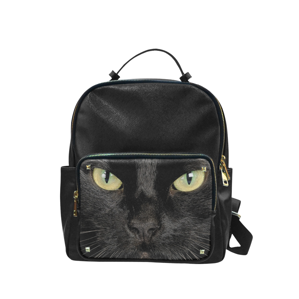 Close Up Black Cat Face Portrait Campus backpack/Large (Model 1650)