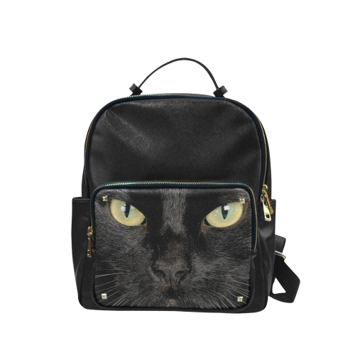 Close Up Black Cat Face Portrait Campus backpack/Large (Model 1650)
