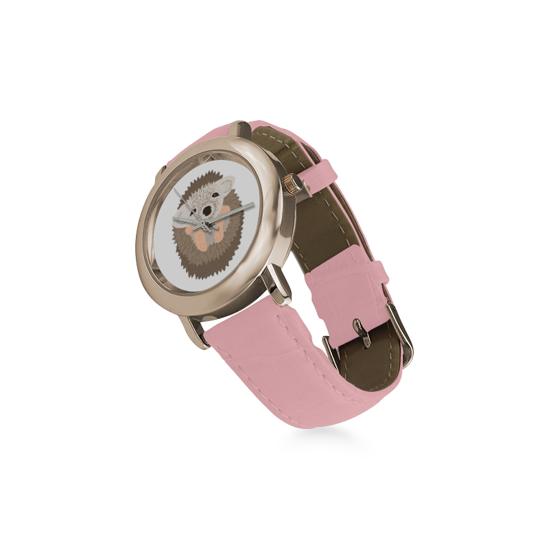 Baby Hedgehog Women's Rose Gold Leather Strap Watch(Model 201)