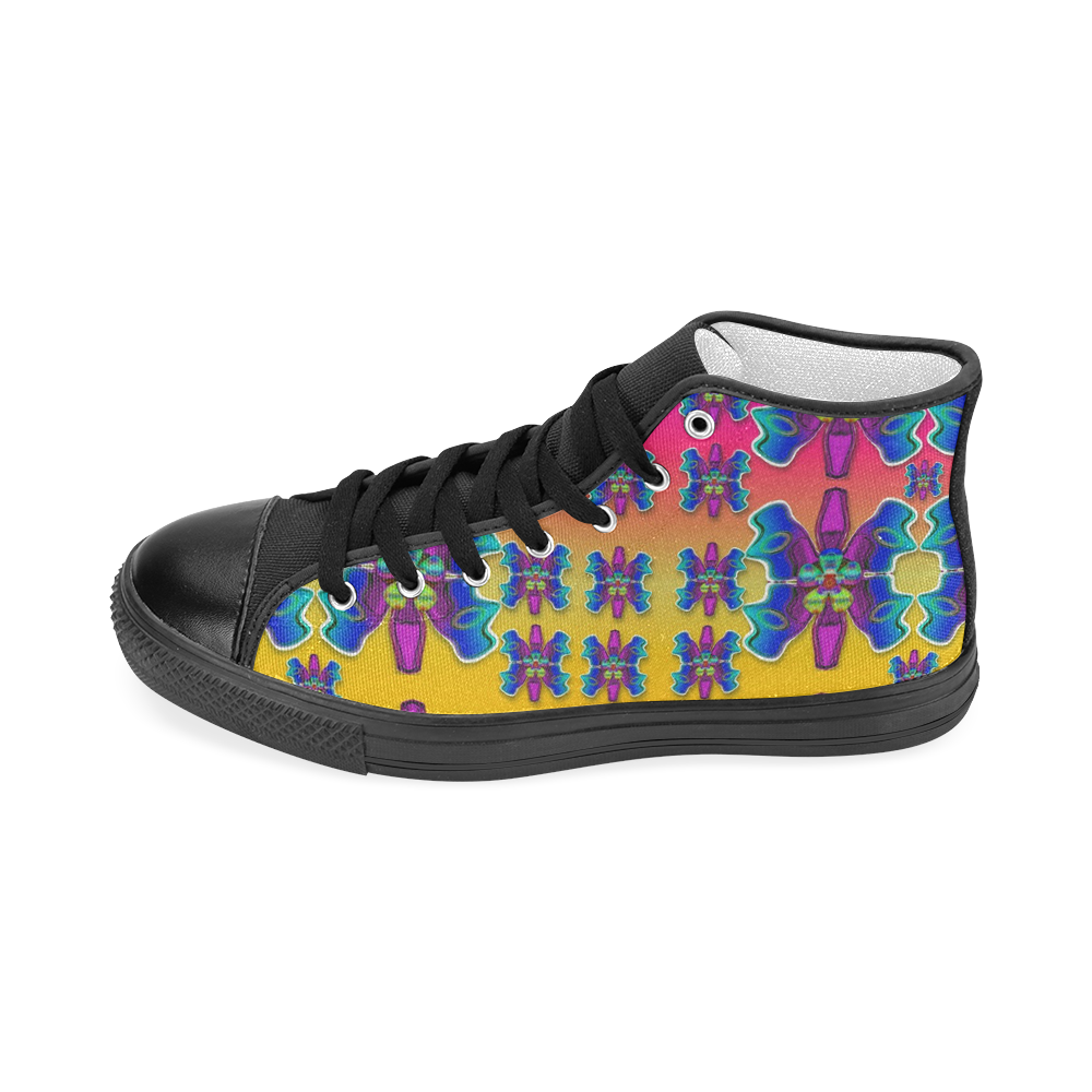 Power Flower Butterflys into paradise Men’s Classic High Top Canvas Shoes (Model 017)