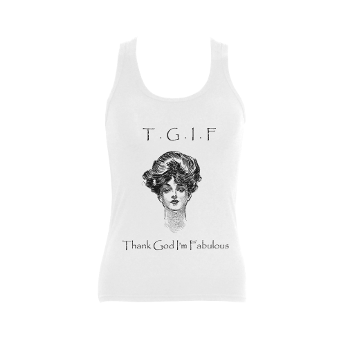 Vintage Sassy Attitude TGIF Thank God I'm Fabulous Women's Shoulder-Free Tank Top (Model T35)