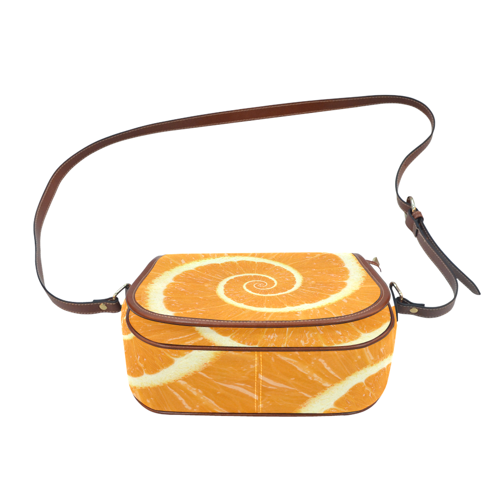 Citrus Orange Spiral Droste Saddle Bag/Small (Model 1649) Full Customization