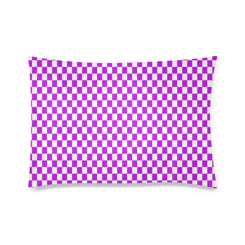 Bright Purple Gingham Custom Zippered Pillow Case 20"x30" (one side)