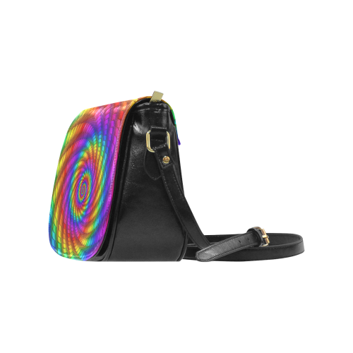 Pyschedelic Rainbow Spiral Classic Saddle Bag/Small (Model 1648)