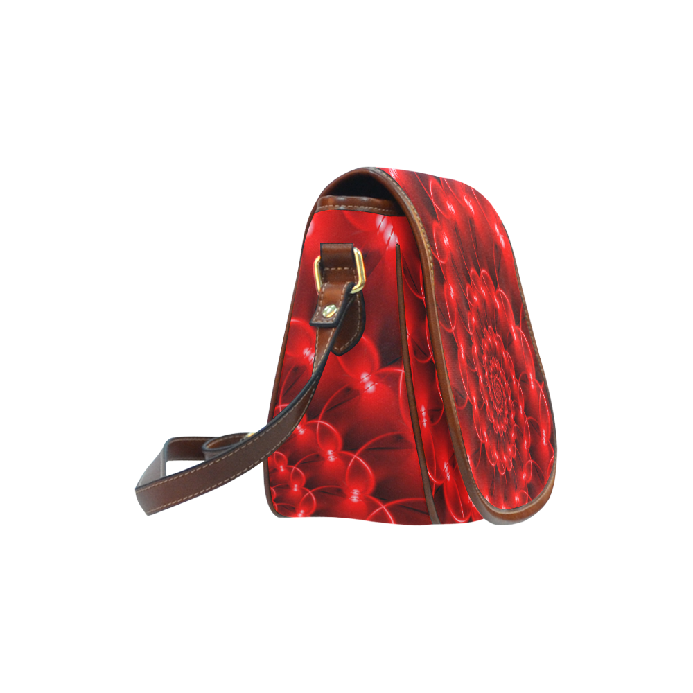 Glossy Red Spiral Fractal Saddle Bag/Small (Model 1649) Full Customization