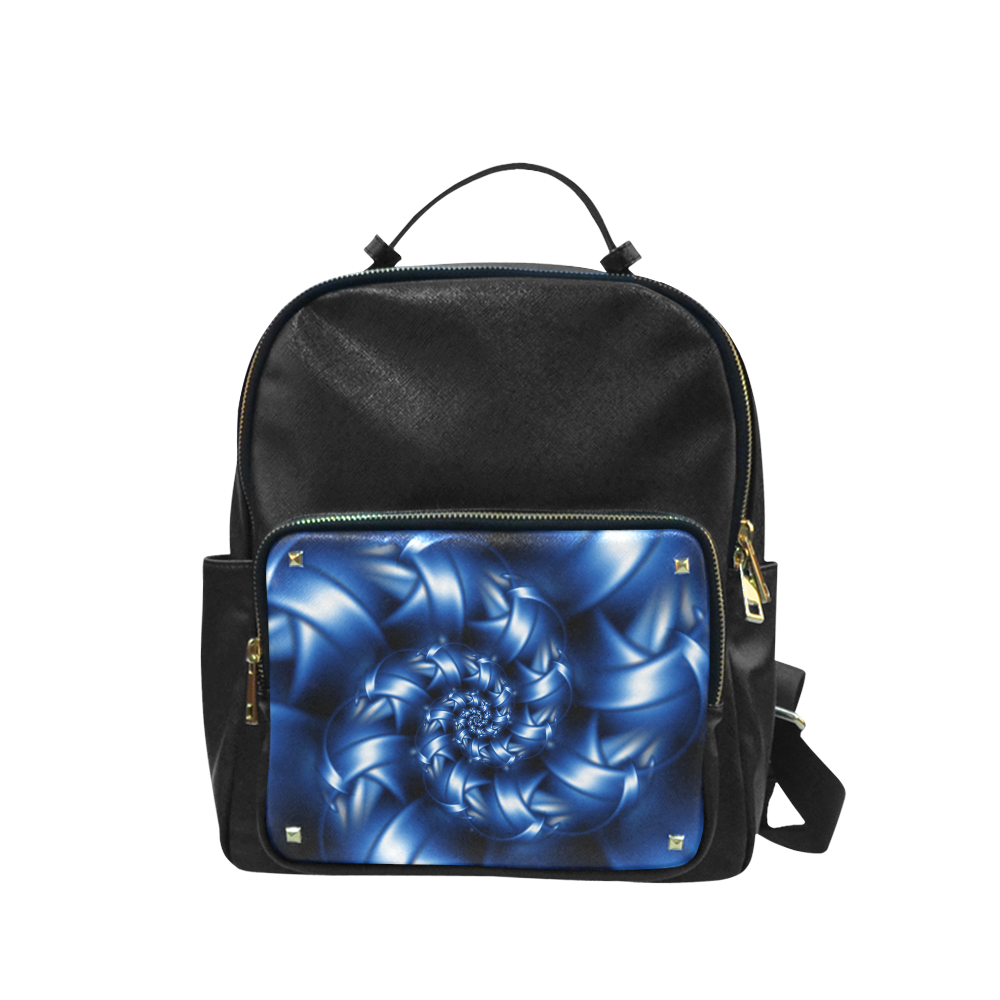 Glossy Blue Spiral Fractal Campus backpack/Large (Model 1650)
