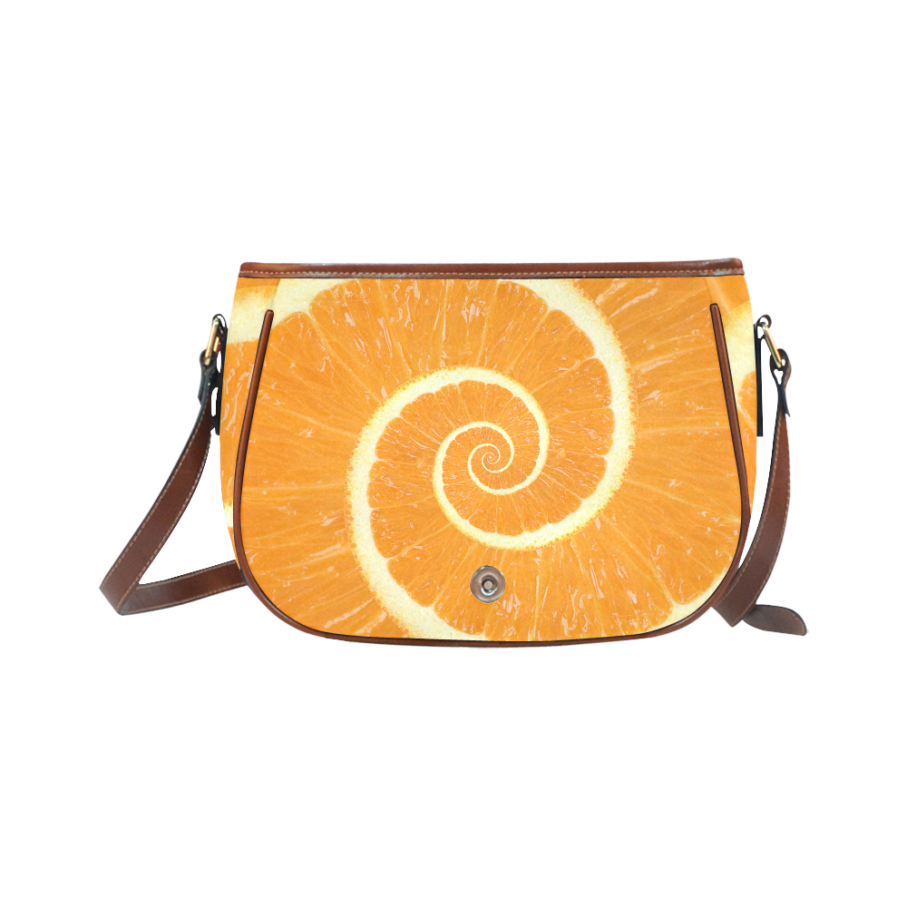 Citrus Orange Spiral Droste Saddle Bag/Large (Model 1649)