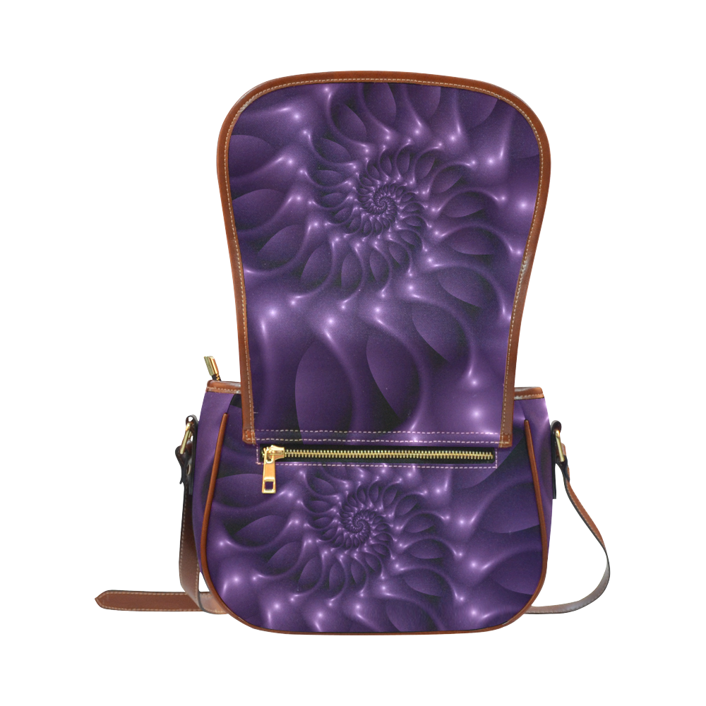 Glossy Purple Spiral Fractal Saddle Bag/Small (Model 1649) Full Customization
