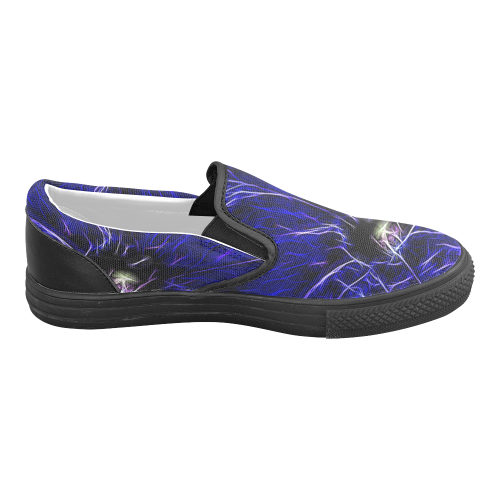 Blue Petunia Topaz Women's Unusual Slip-on Canvas Shoes (Model 019)