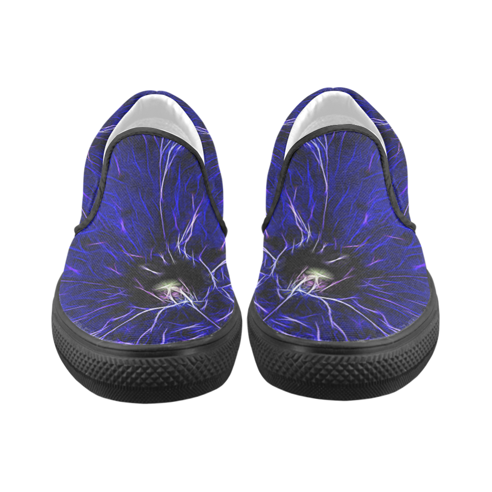 Blue Petunia Topaz Women's Unusual Slip-on Canvas Shoes (Model 019)