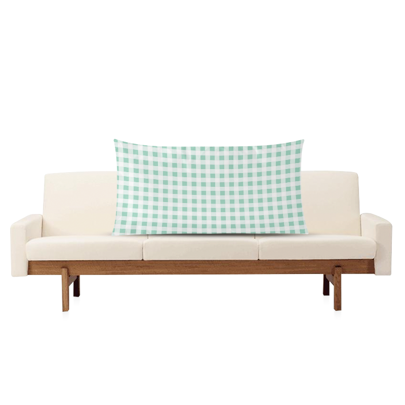 Mint Green Gingham Rectangle Pillow Case 20"x36"(Twin Sides)