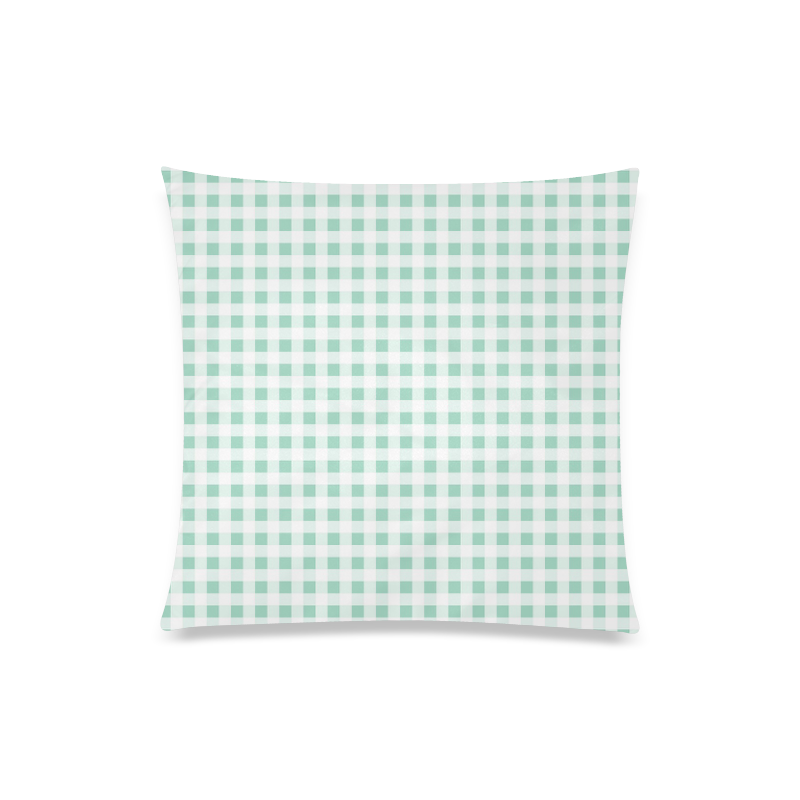 Mint Green Gingham Custom Zippered Pillow Case 20"x20"(One Side)