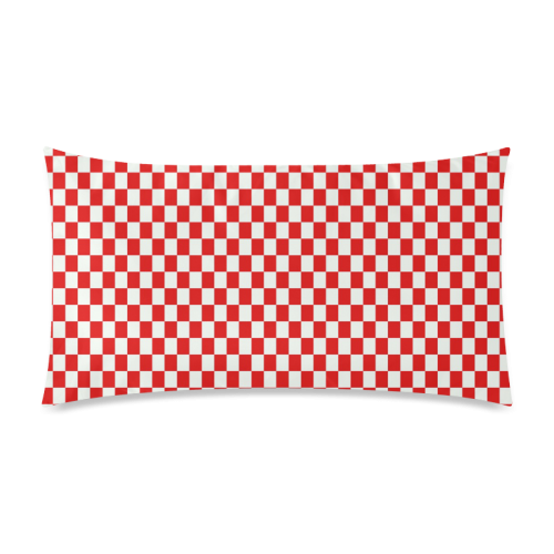 Bright Red Gingham Rectangle Pillow Case 20"x36"(Twin Sides)