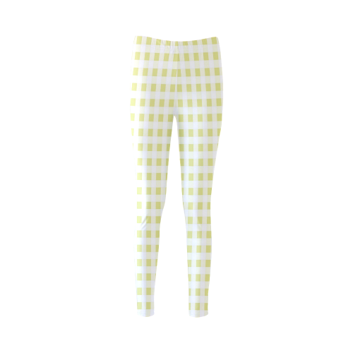 Pale Yellow Gingham Cassandra Women's Leggings (Model L01)