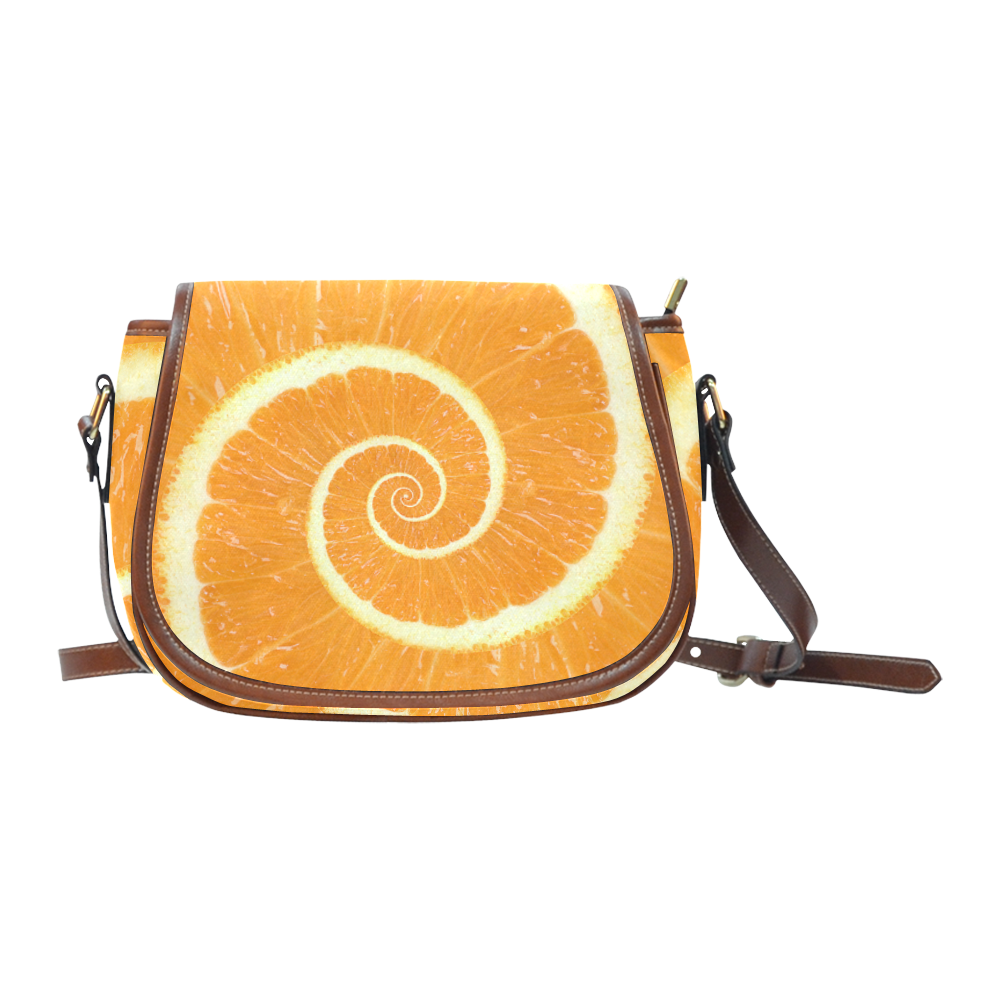 Citrus Orange Spiral Droste Saddle Bag/Large (Model 1649)