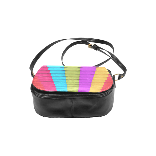 Abstract Geometric 3d Colorful Blocks Classic Saddle Bag/Large (Model 1648)