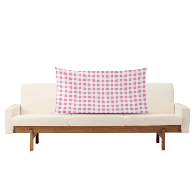 Petal Pink Gingham Rectangle Pillow Case 20"x36"(Twin Sides)