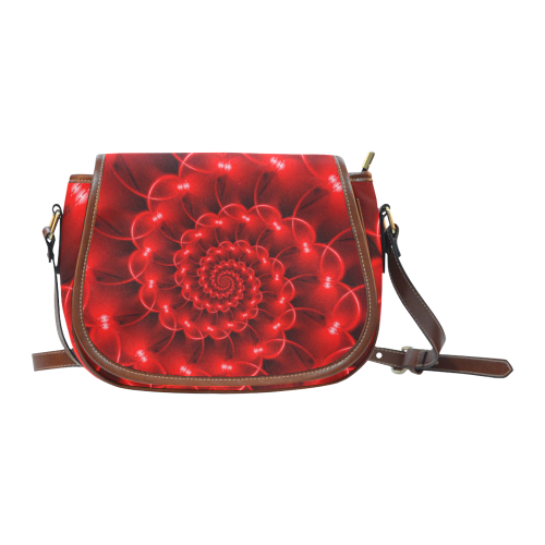 Glossy Red Spiral Fractal Saddle Bag/Small (Model 1649) Full Customization