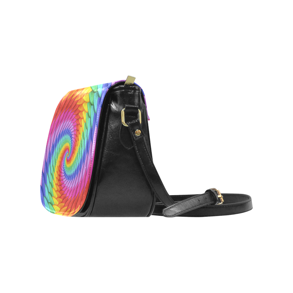 Pyschedelic Rainbow Spiral Classic Saddle Bag/Small (Model 1648)