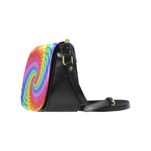 Pyschedelic Rainbow Spiral Classic Saddle Bag/Small (Model 1648)