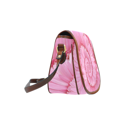 Pink Gerbera Flower Spiral Droste Saddle Bag/Small (Model 1649) Full Customization