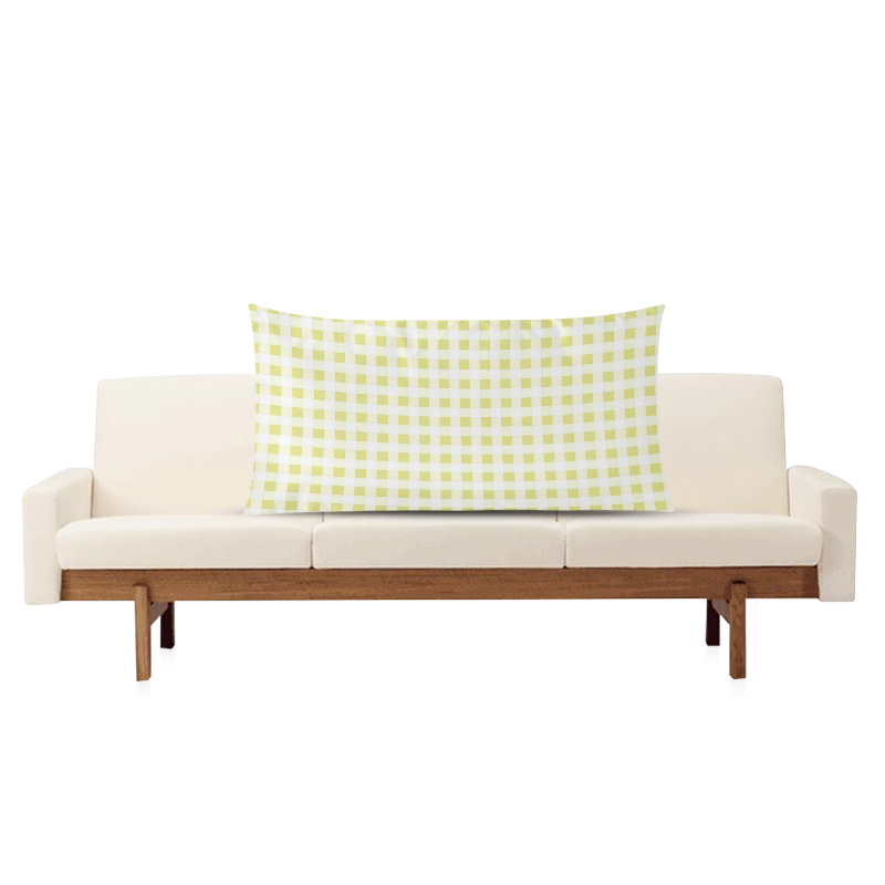 Pale Yellow Gingham Rectangle Pillow Case 20"x36"(Twin Sides)