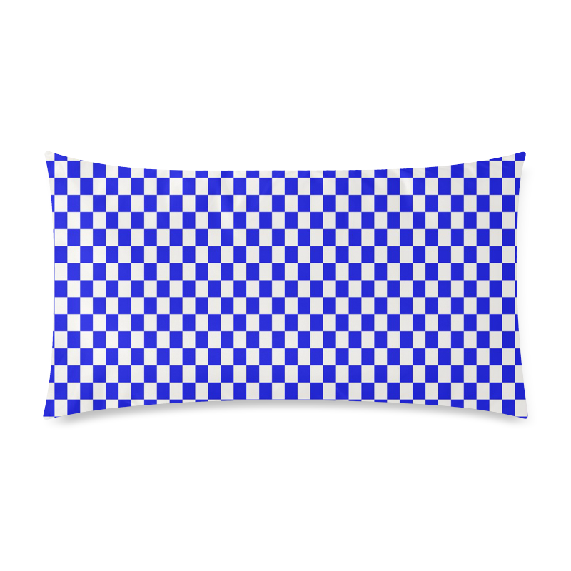 Bright Blue Gingham Rectangle Pillow Case 20"x36"(Twin Sides)