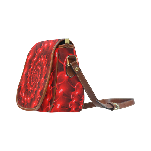 Glossy Red Spiral Fractal Saddle Bag/Large (Model 1649)