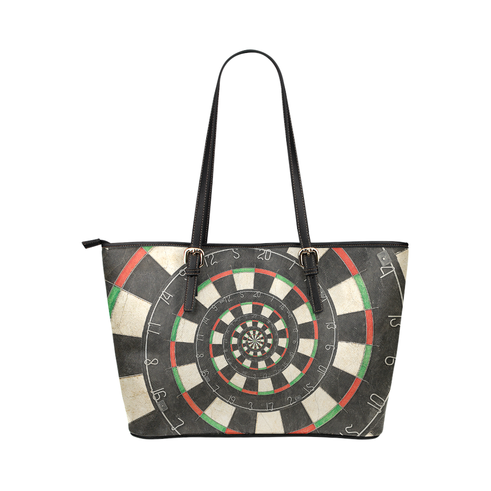 Dart Board Spiral Droste Leather Tote Bag/Small (Model 1651)