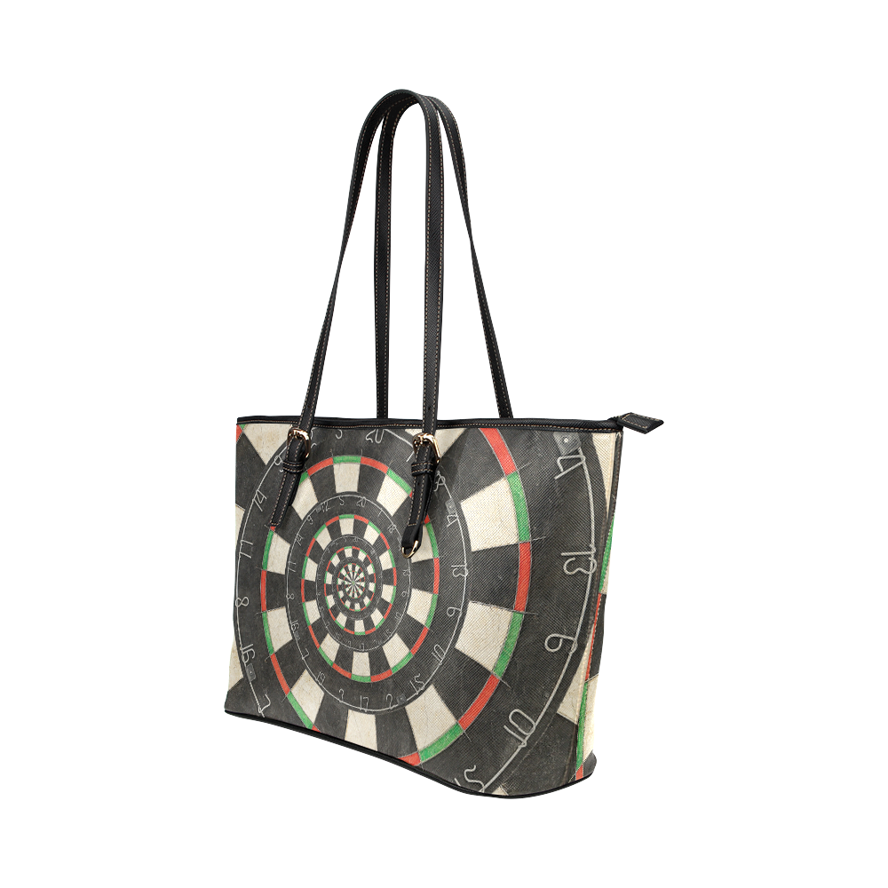 Dart Board Spiral Droste Leather Tote Bag/Small (Model 1651)