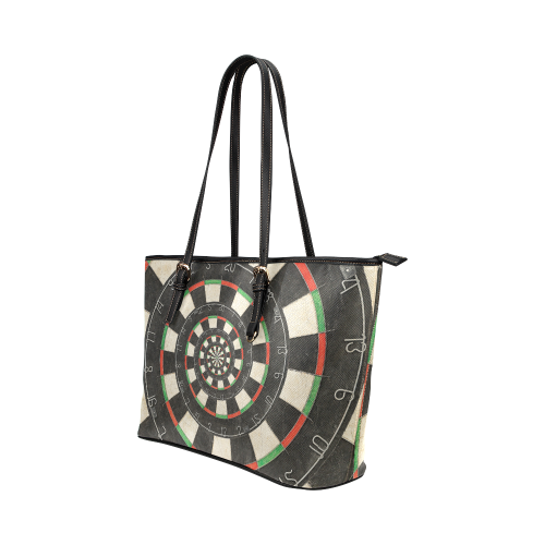 Dart Board Spiral Droste Leather Tote Bag/Small (Model 1651)