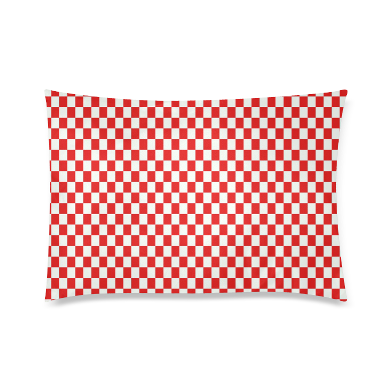 Bright Red Gingham Custom Zippered Pillow Case 20"x30"(Twin Sides)
