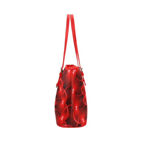 Glossy Red Spiral Fractal Leather Tote Bag/Large (Model 1651)