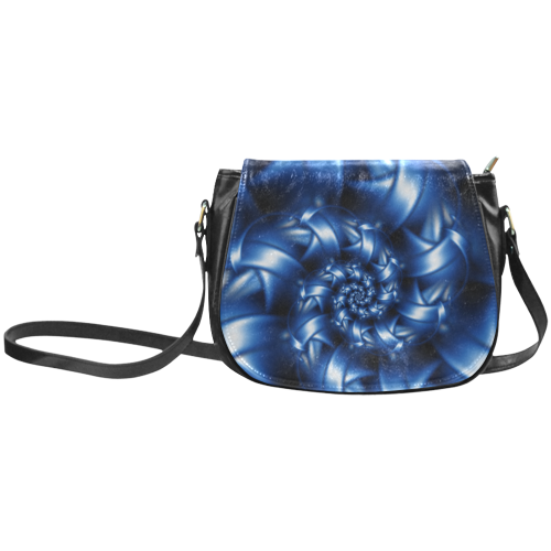 Glossy Blue Spiral Fractal Classic Saddle Bag/Small (Model 1648)