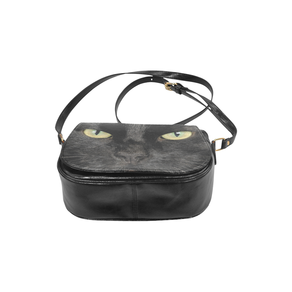 Black Cat Face Portrait Classic Saddle Bag/Small (Model 1648)