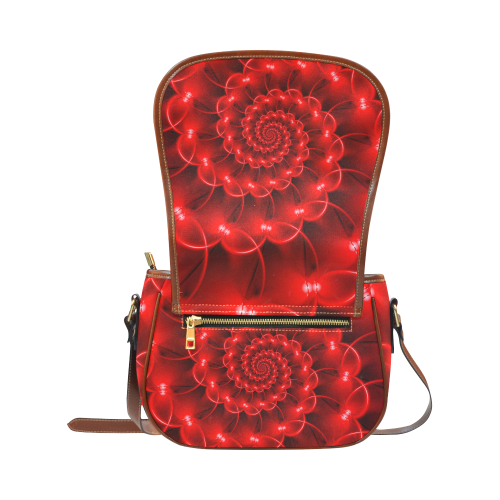 Glossy Red Spiral Fractal Saddle Bag/Small (Model 1649) Full Customization